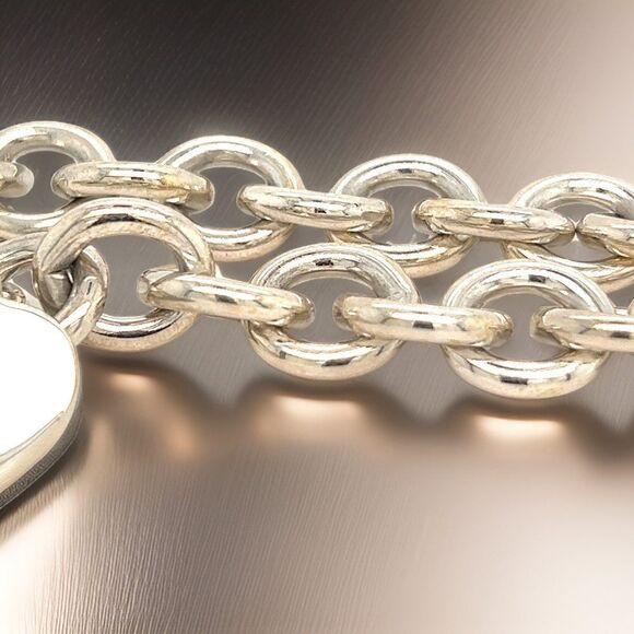 Tiffany & Co Estate Heart Bracelet 7.5" Sterling Silver TIF580 - Picture 13 of 15